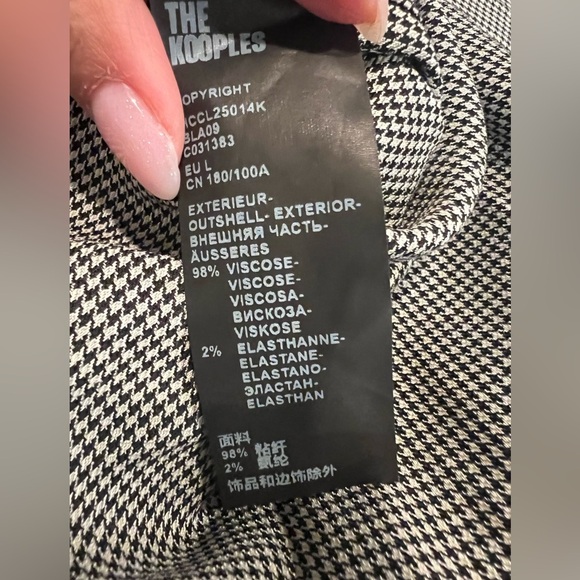 The Kooples Loose Fit Micro Houndstooth Shirt  Large NWT Collared Button front - Picture 10 of 11